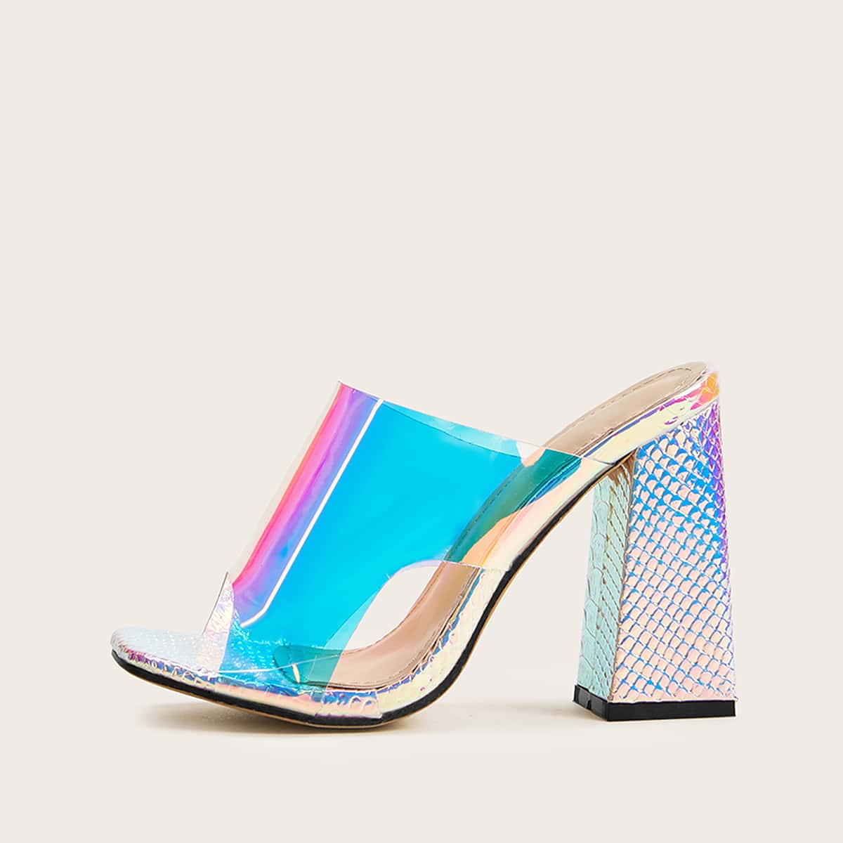 

Peep Toe Snakeskin Chunky Heels, Multicolor