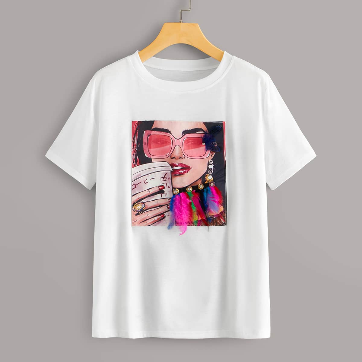 

Figure Graphic Round Neck Tee, White