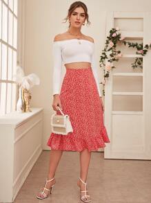 Ditsy Floral Zip Back Skirt