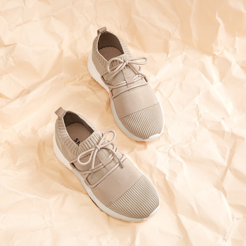 Lace-up Front Wide Fit Sneakers, Khaki