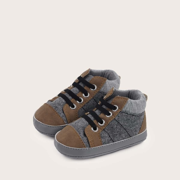 

Baby Boy Color Block Eyelet Detail Sneakers, Grey