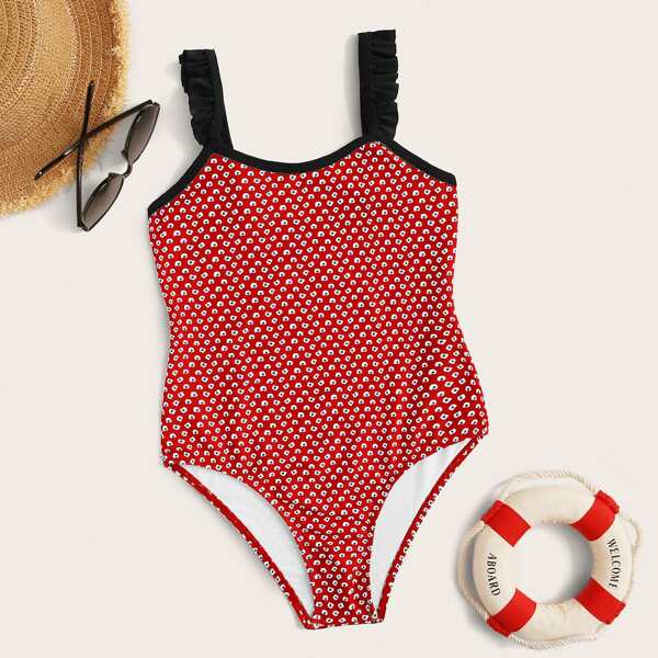 

Girls Graphic One Piece Swimwear, Red