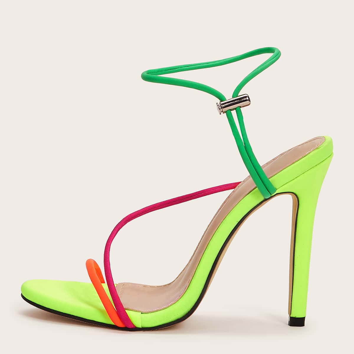 

Color Block Open Toe Stiletto Heels, Multicolor