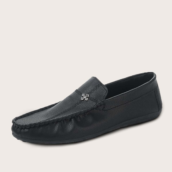 

Men Metal Decor Slip On Loafers, Black