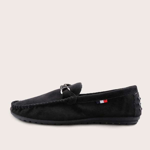 

Men Metal Decor Suede Loafers, Black