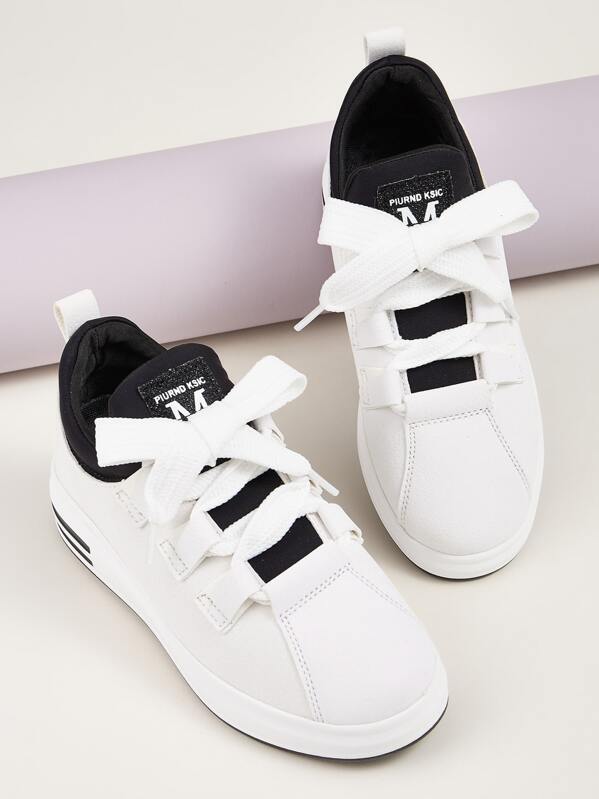 

Striped Detail Lace-up Front Sneakers, White