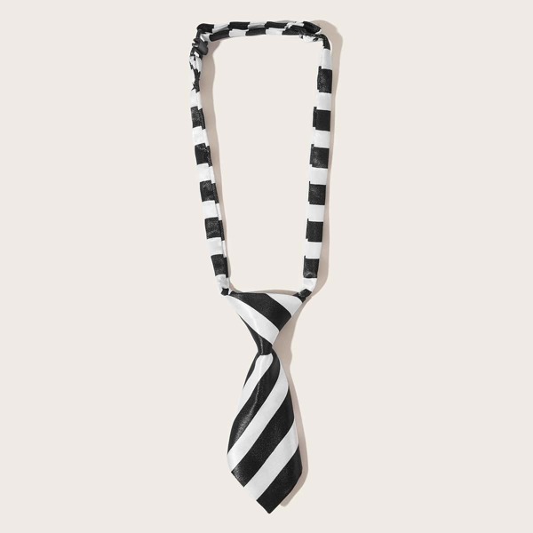 

Toddler Kids Striped Pattern Tie, Black and white
