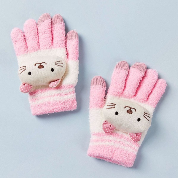 

1pair Girls Doll Decor Gloves, Multicolor