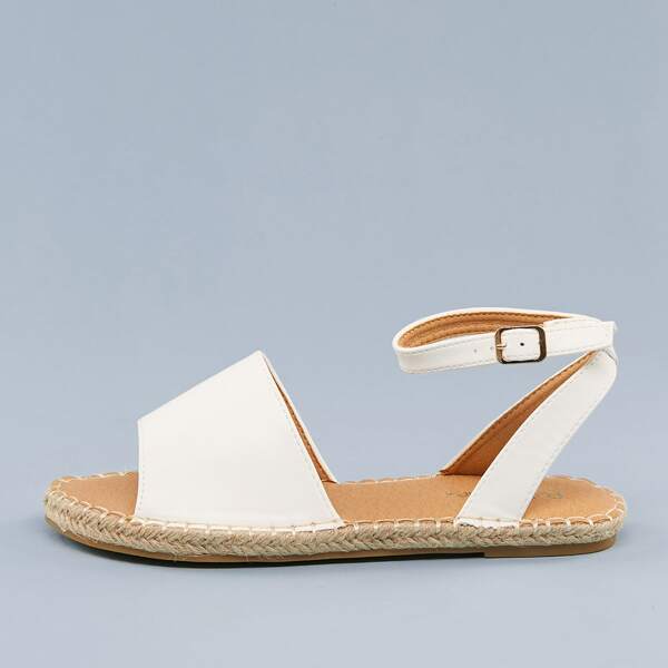

Ankle Strap Open Toe Flat Espadrille Sandals, White