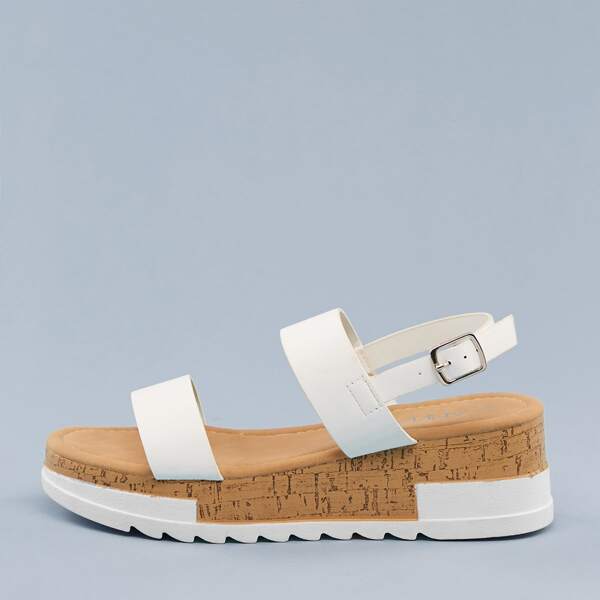 

Slingback Open Toe Platform Sandals, White