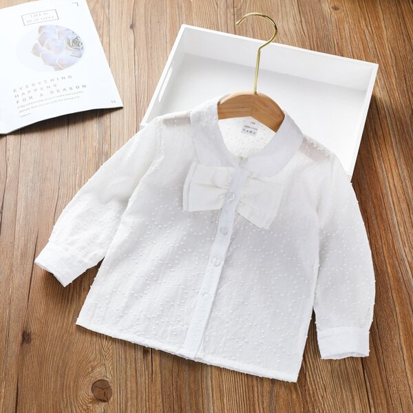 

Toddler Girls Button Through Bow Detail Blouse, White
