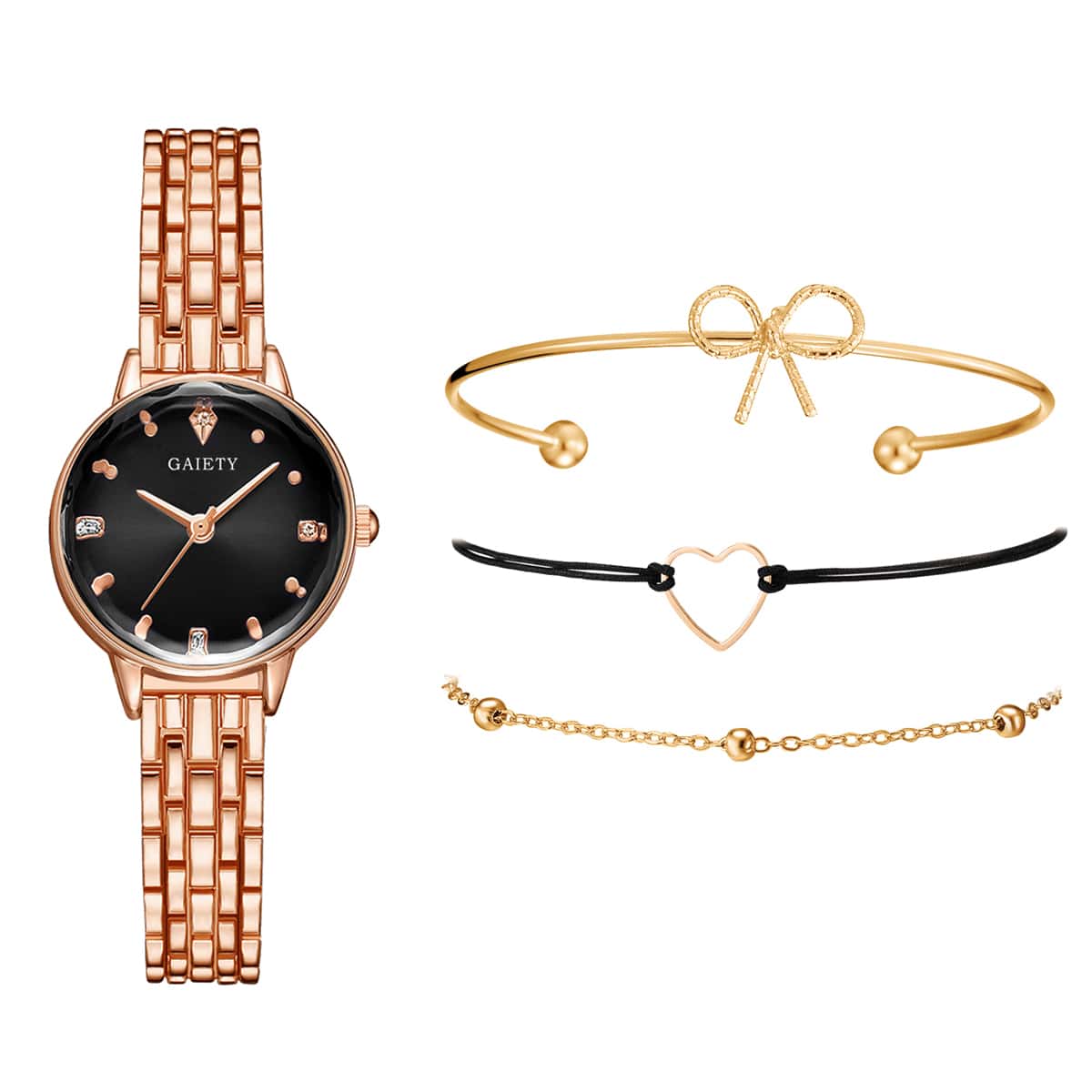 

1pc Pointer Quartz Watch & 3pcs Bracelet