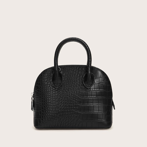 

Croc Embossed Dome Bag, Black