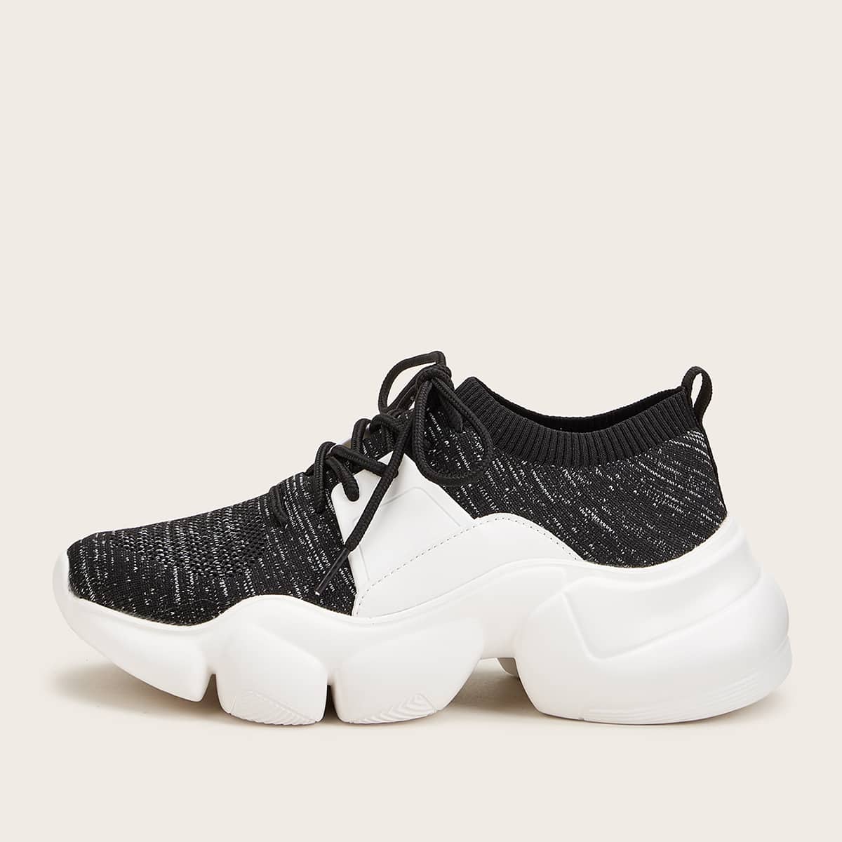 

Space Dye Chunky Sneakers, Black and white