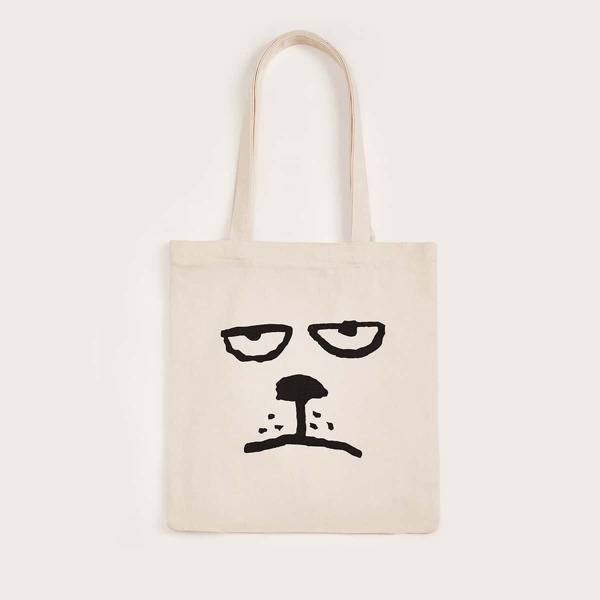 

Cartoon Graphic Book Bag, Beige