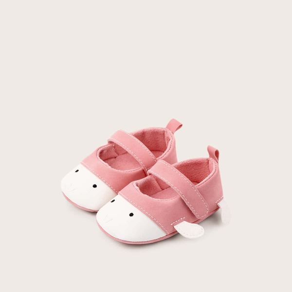 

Baby Girl Two Tone Velcro Strap Flats, Pink