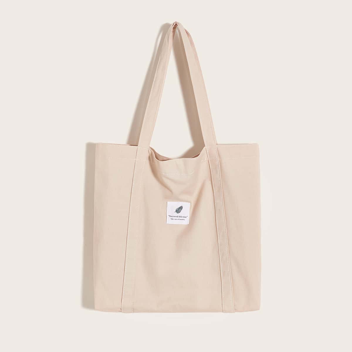 

Letter Patch Book Bag, Beige