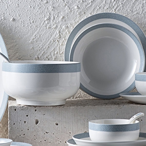 

1pc Contrast Trim Plain Bowl