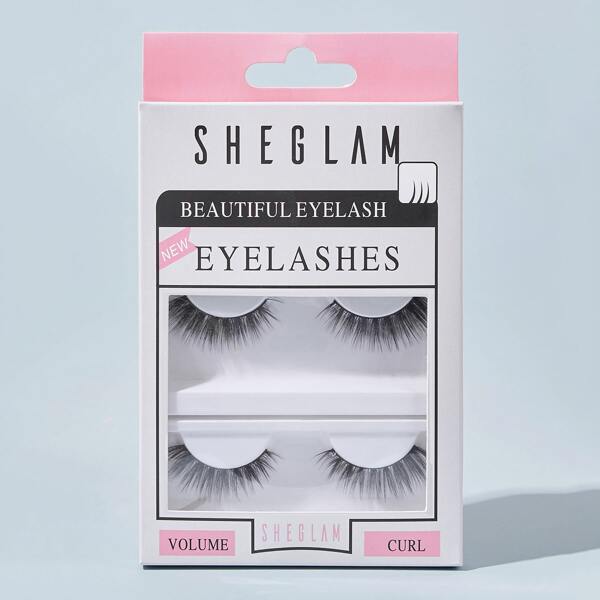 

2pairs Natural 3D Thick False Eyelashes, Black