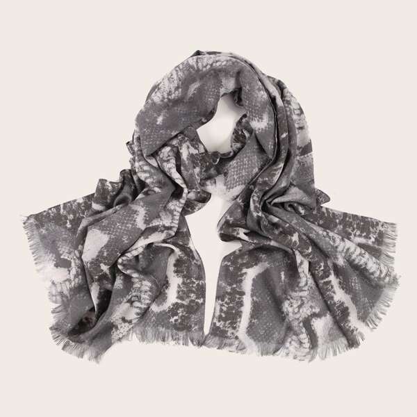 

Men Snakeskin Pattern Fringe Scarf, Multicolor