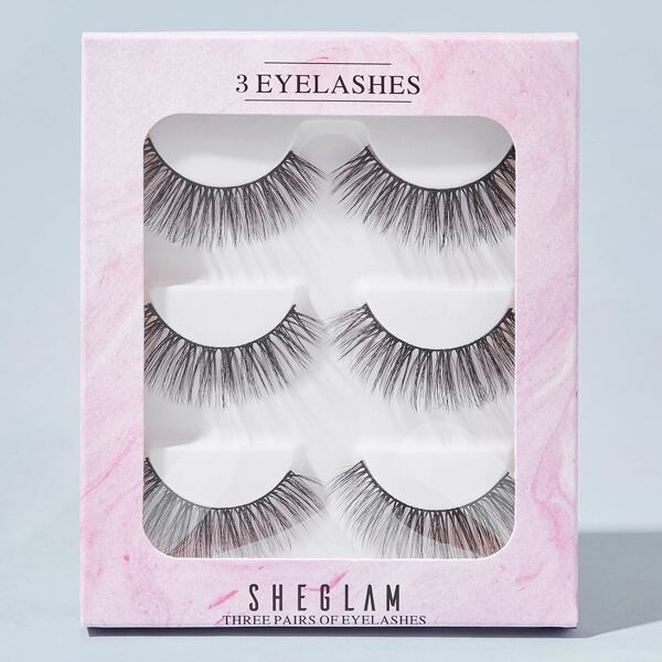 3pairs Natural 3D Thick False Eyelashes, Black