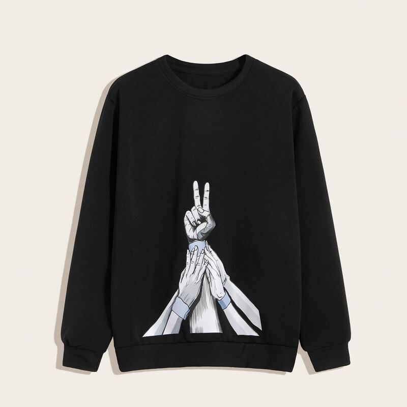 

Guys Hands Print Sweatshirt, Black
