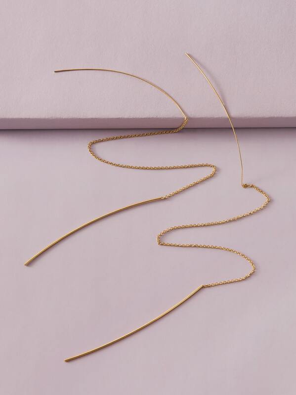 

1pair Simple Threader Earrings, Gold