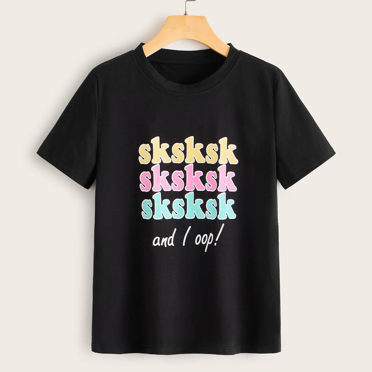Letter Graphic Short Sleeve Tee, Black