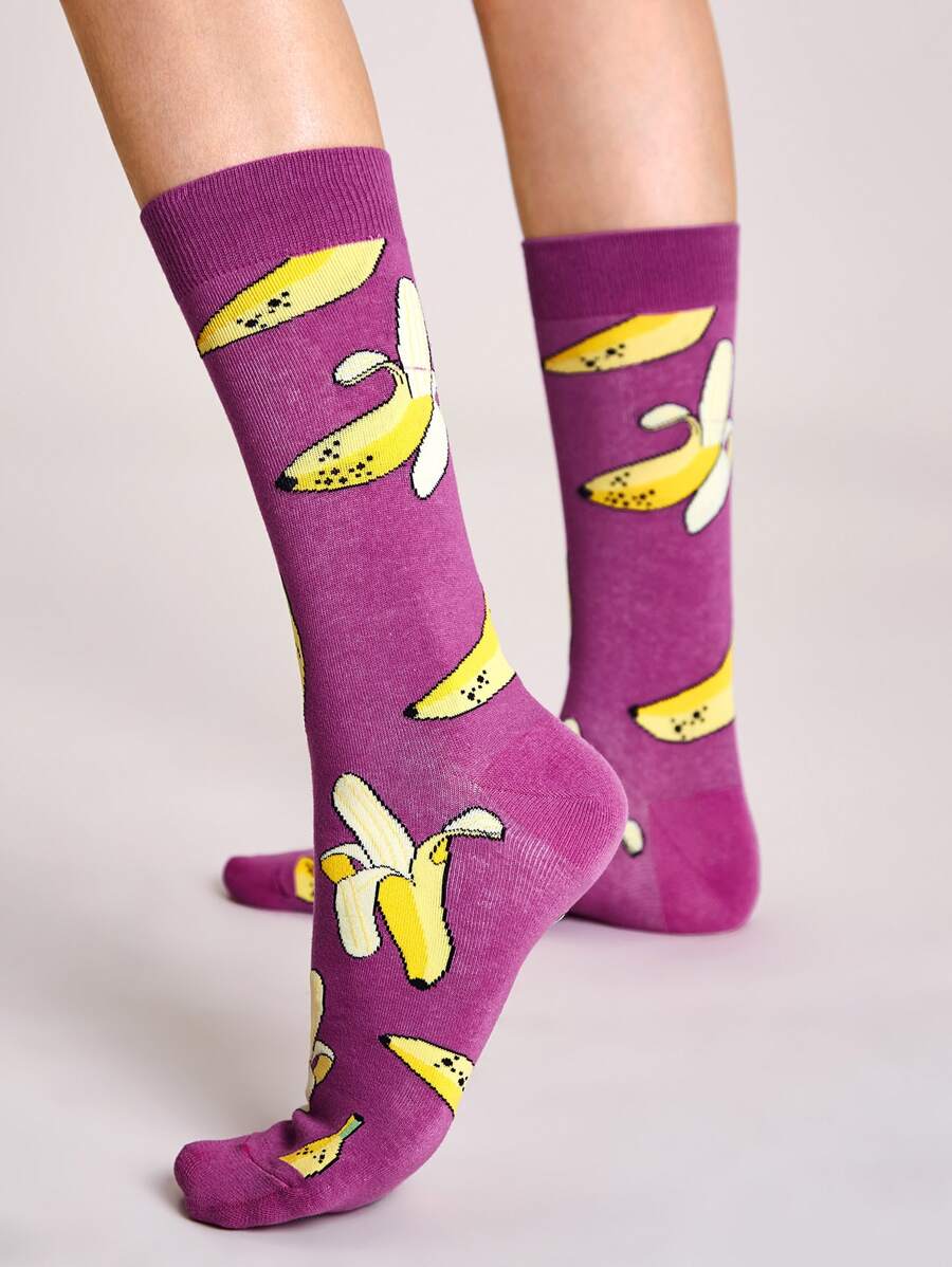 1雙香蕉圖案襪子 - 彩色 - 查看 1