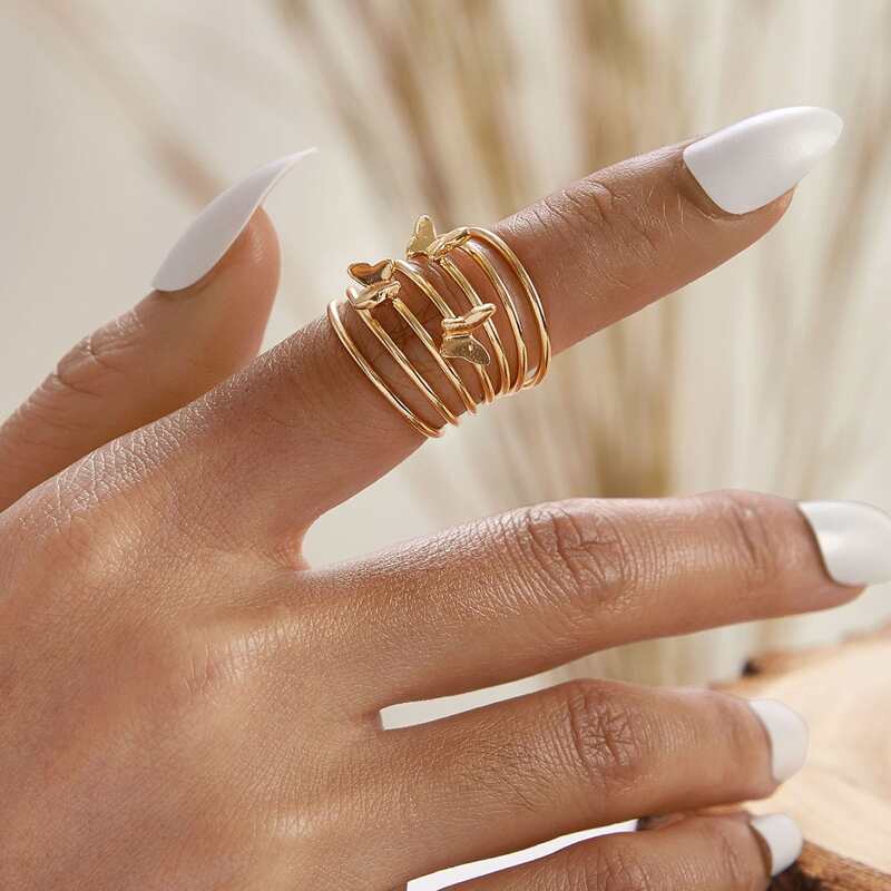 

1pc Butterfly Decor Spiral Ring, Gold