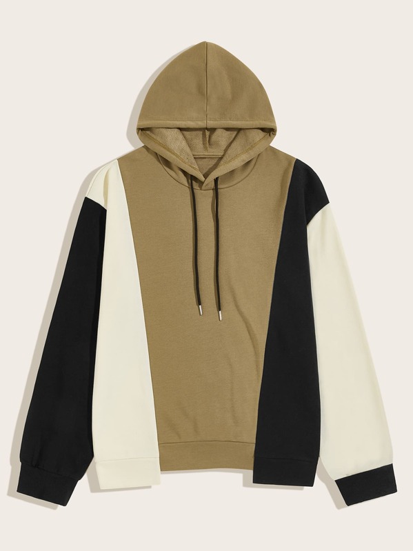 

Men Cut And Sew Drawstring Hoodie, Multicolor