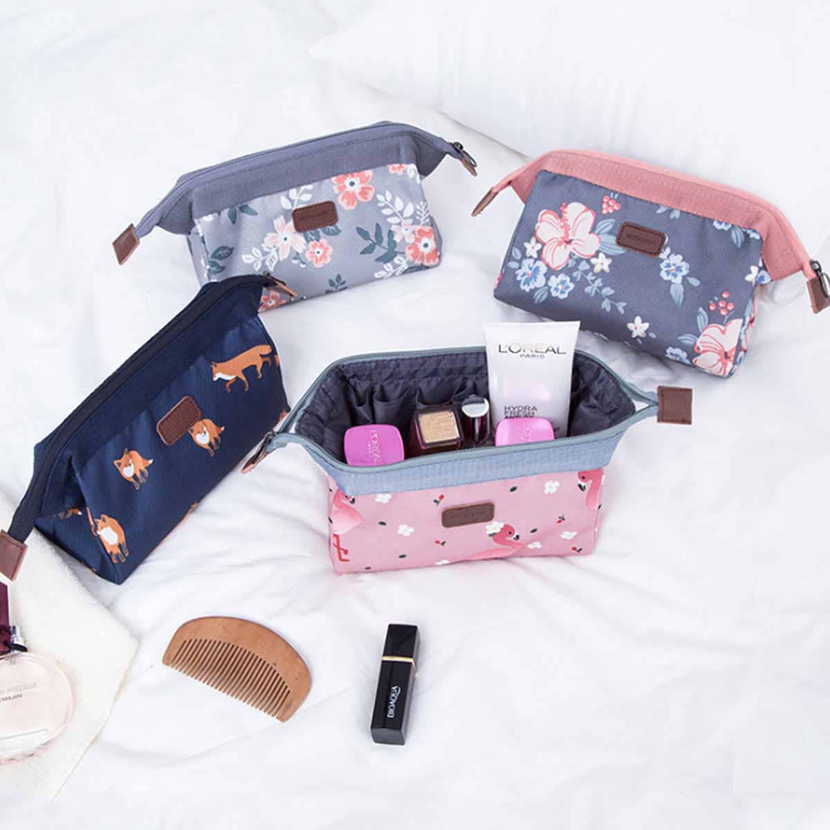 

1pc Random Floral Print Portable Makeup Storage Bag, Multicolor