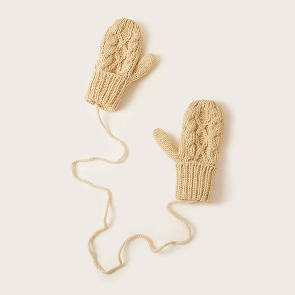 

Solid Knitted Gloves, Beige