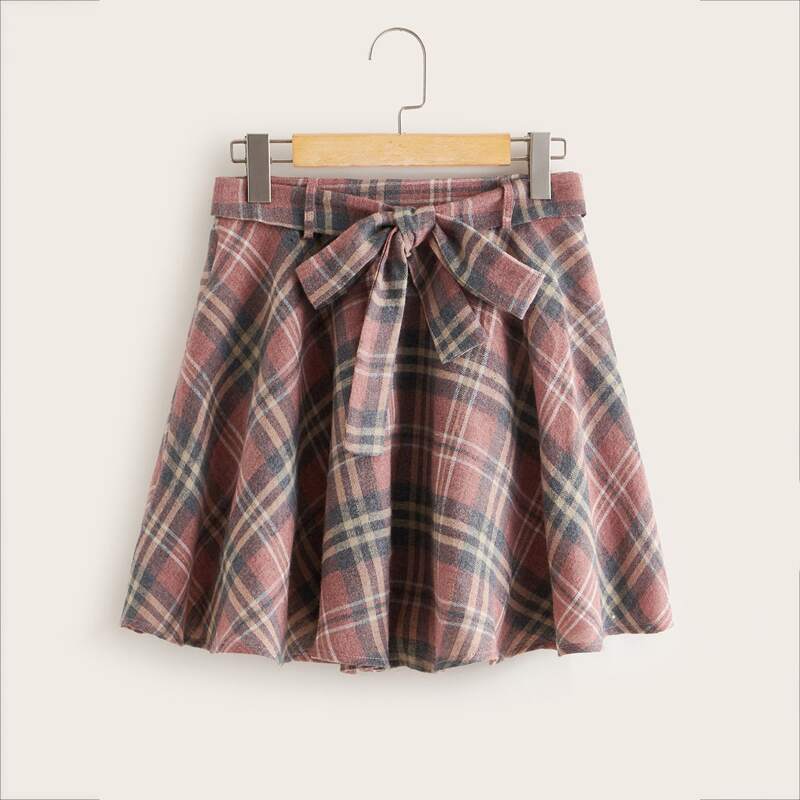 

Tartan Self Tie Skater Skirt, Multicolor