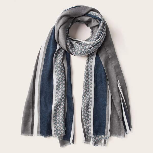 

Striped & Plaid Pattern Scarf, Multicolor