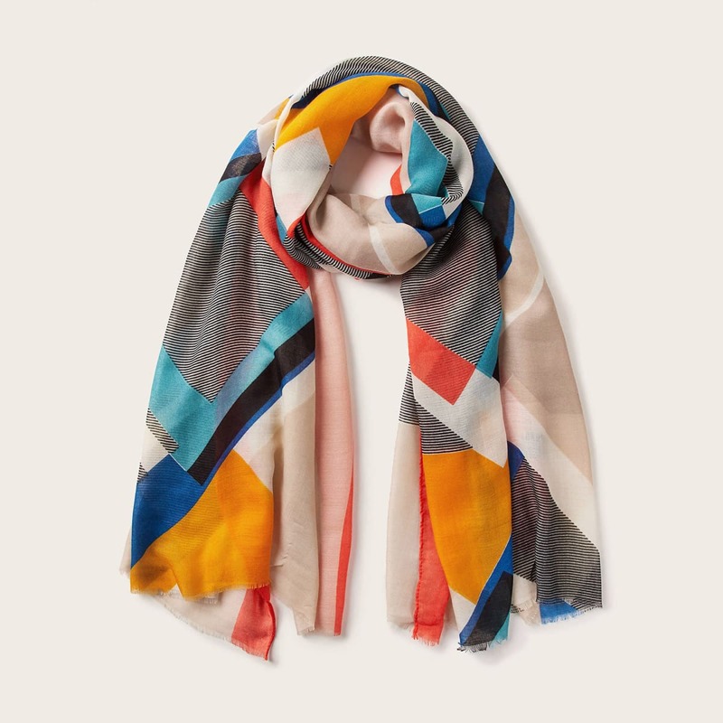 

Colorblock Raw Hem Scarf, Multicolor