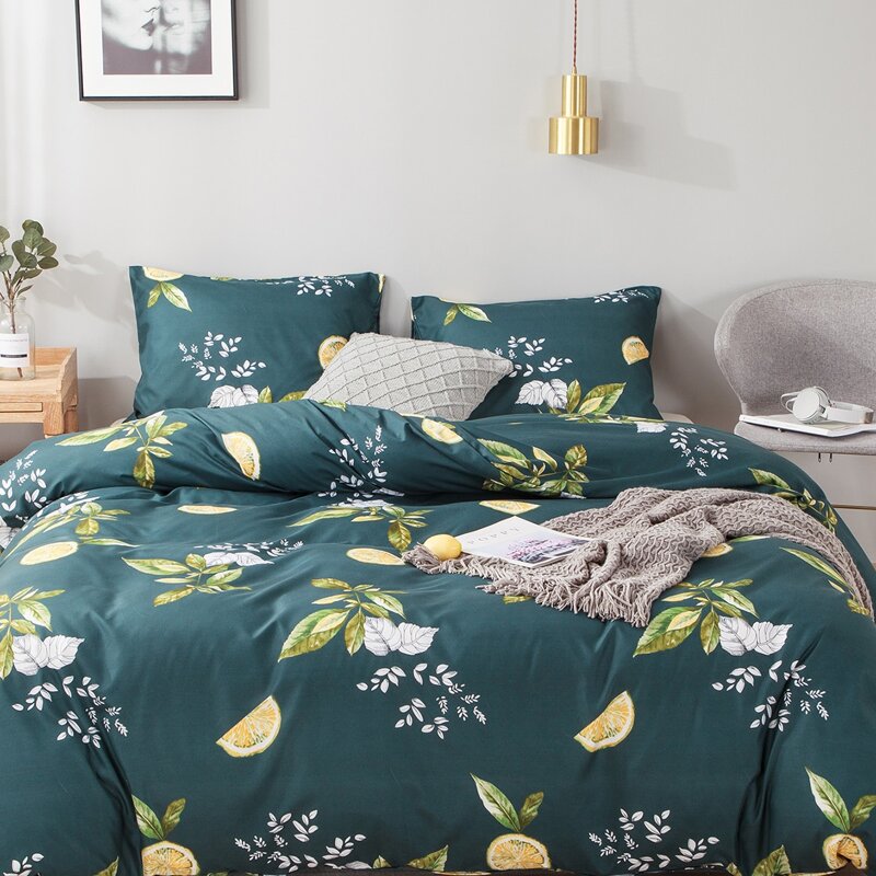 

Plant & Orange Print Sheet Set, Multicolor