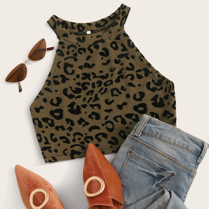 

Dalmatian Print Crop Halter Top, Multicolor