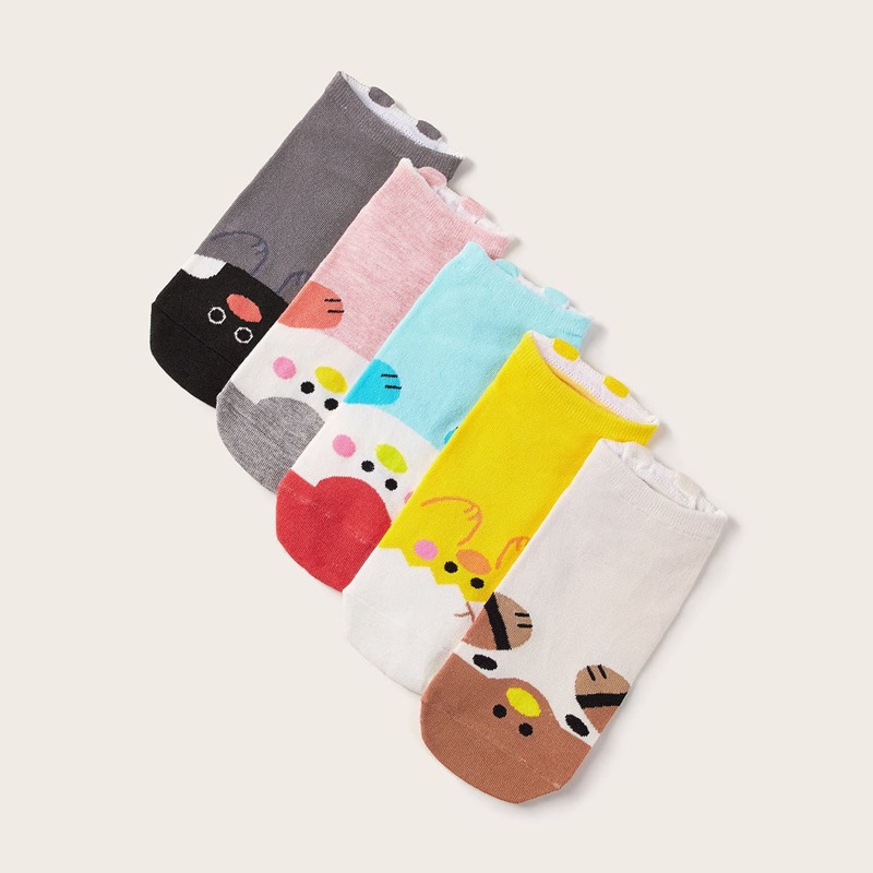 

5pairs Cartoon Graphic Socks, Multicolor