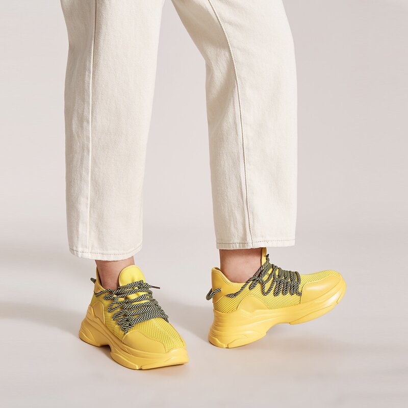 

Lace-up Front Chunky Sneakers, Yellow