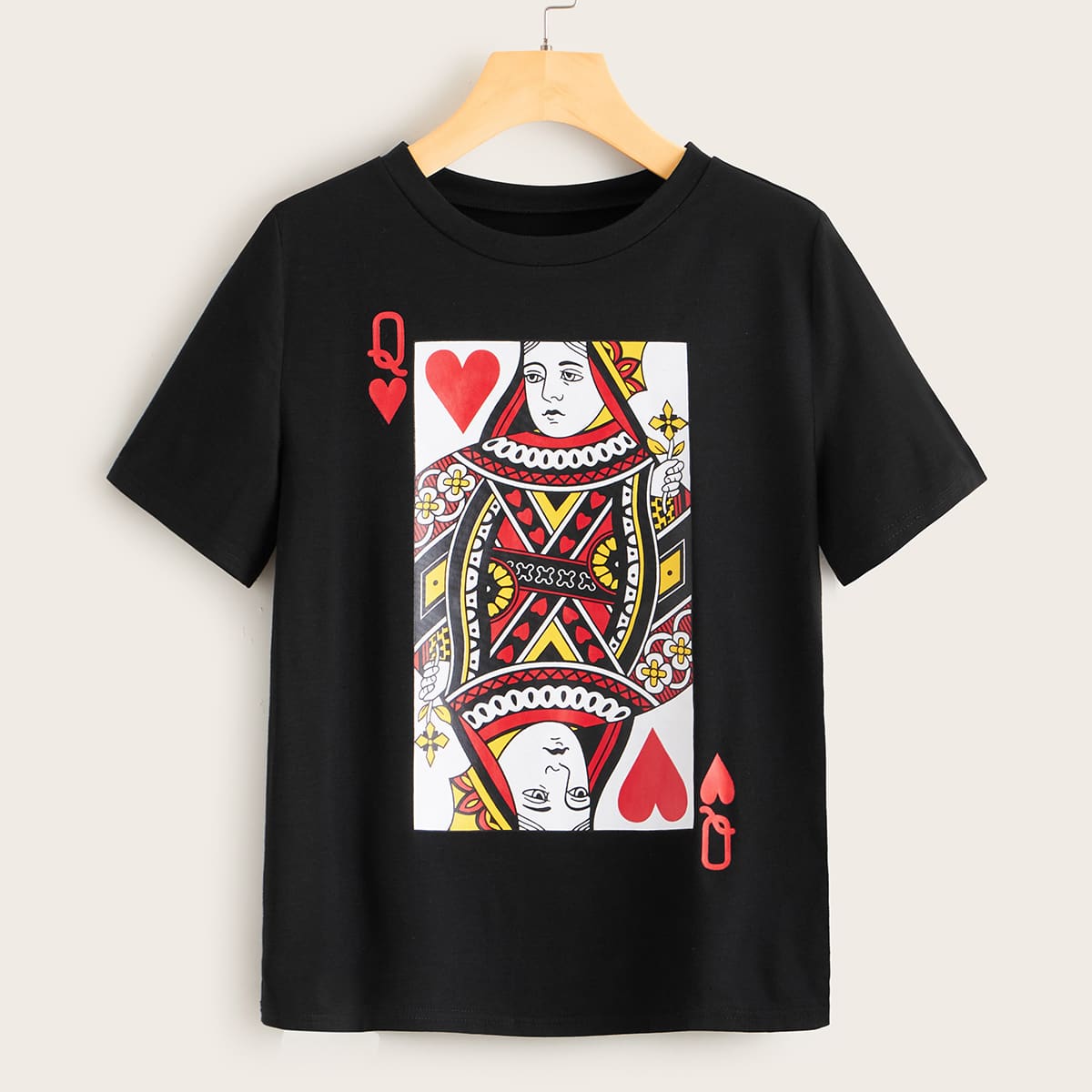 

Poker Print Crew Neck Tee, Black