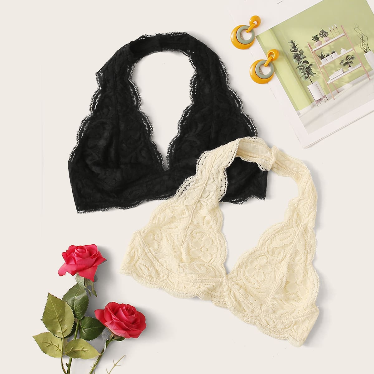 

2pack Floral Lace Bra Set, Multicolor