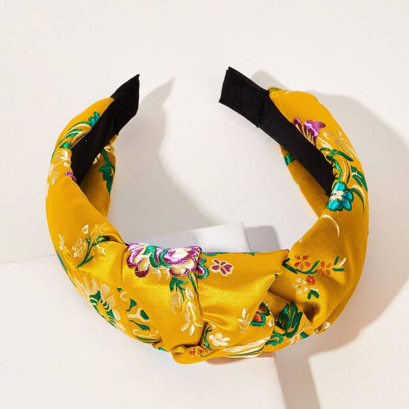 

Flower Embroidery Knot Decor Hair Hoop, Multicolor