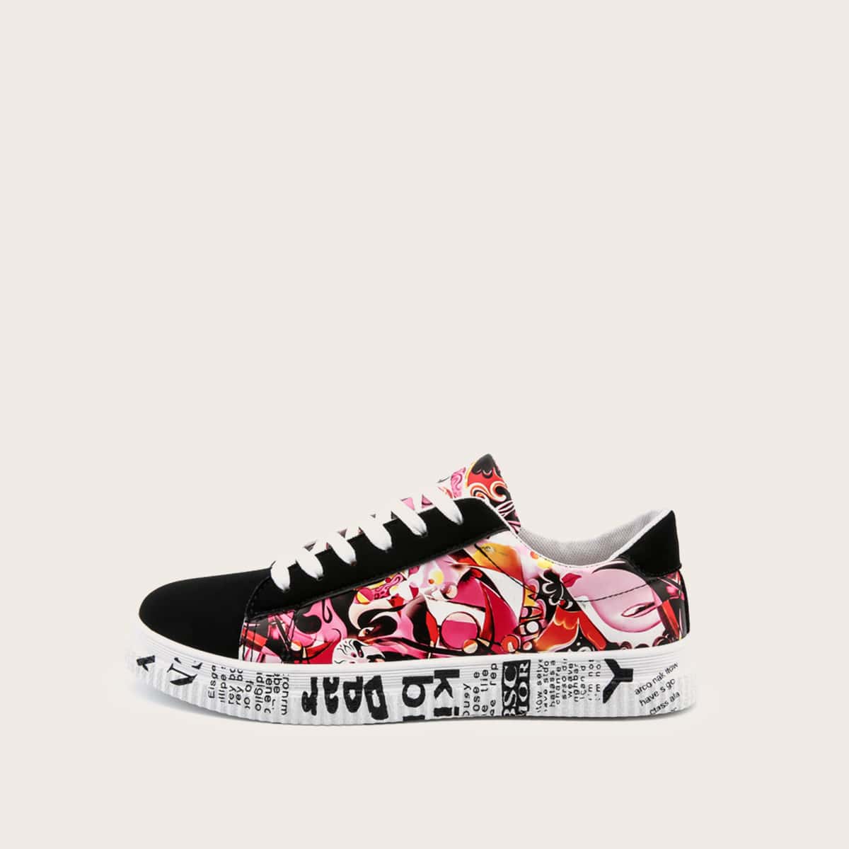 

Letter Graphic Lace-up Front Sneakers, Multicolor