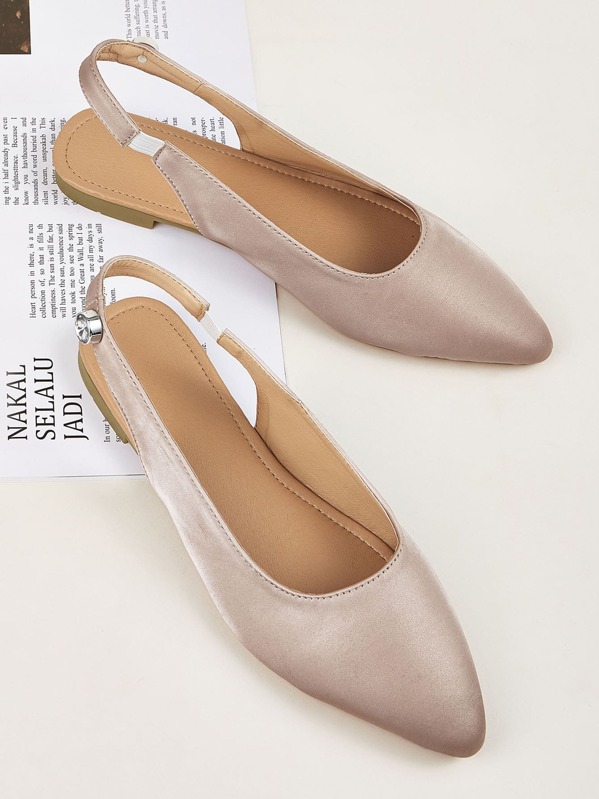 

Rhinestone Decor Point Toe Slingback Flats, Pink