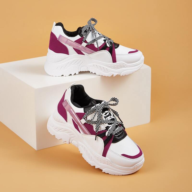 

Lace-up Front Chunky Sneakers, Multicolor