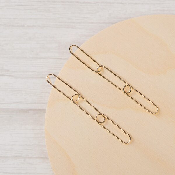 

1pair Post Back Safety Pin Earrings, Gold