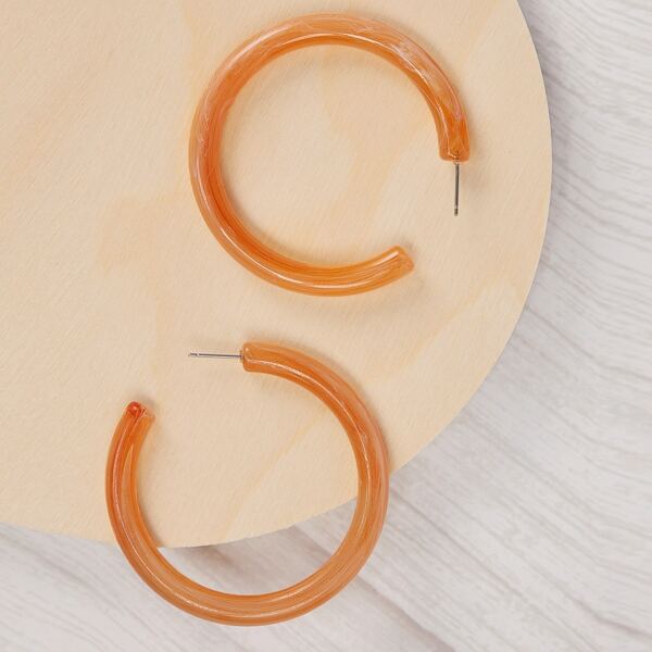 

1pair Large Acrylic Hoop Earrings, Orange