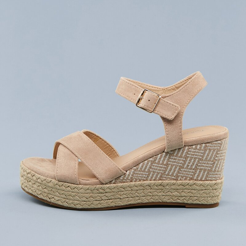 

Open Toe Ankle Strap Platform Wedges, Baby pink