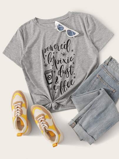 Letter Graphic Crew Neck Tee